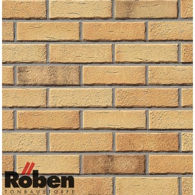 Фасадная клинкерная плитка ручной формовки ROBEN Aarhus Gelb-bunt carbon  240*71*14 NF14